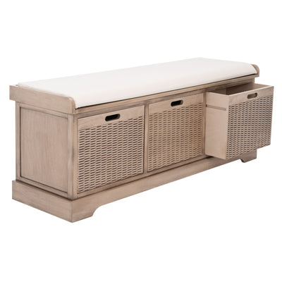 Banc de rangement à 3 tiroirs avec coussins SAFAVIEH Fiorello - 47,3 L x 15 L x 19 H - 47 L x 15 P x 19 H