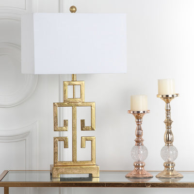 Lampe de table Chantelle de SAFAVIEH Lighting, 29 pouces, finition or antique grecque (lot de 2) - 16 L x 9 P x 29 H