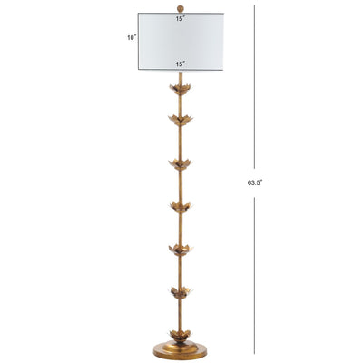 Lampadaire LED Doretha de 64 pouces de Safavieh Lighting - 15 x 15 x 63,5 - Or antique - 15 x 15 x 64 cm