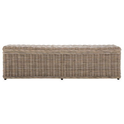 Coffre de rangement en rotin naturel gris Marcelien de SAFAVIEH - 63 x 18,1 x 18,7 - 63 L x 18 P x 19 H