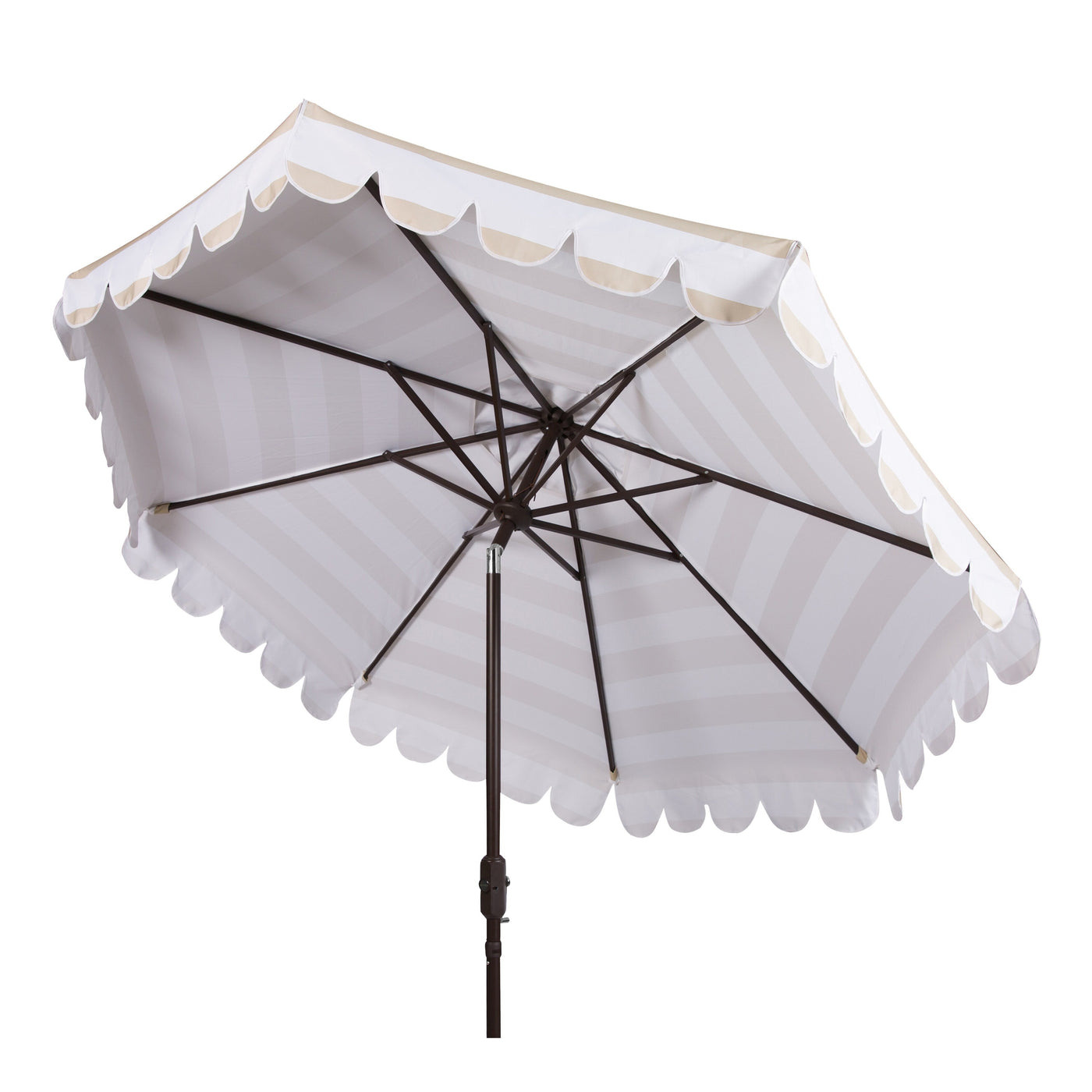 Parapluie à manivelle rayé SAFAVIEH Nargiz de 2,7 m, à motif festonné