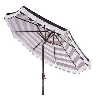 Parapluie à manivelle rayé SAFAVIEH Nargiz de 2,7 m, à motif festonné