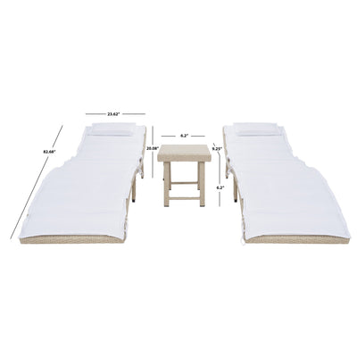 Ensemble de chaises longues d'extérieur Blaguna 3 pièces SAFAVIEH - 83 L x 20 P x 24 H