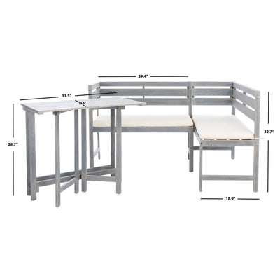 Ensemble de salon d'angle d'extérieur Kenna 3 pièces pour balcon SAFAVIEH - 39 L x 19 P x 33 H