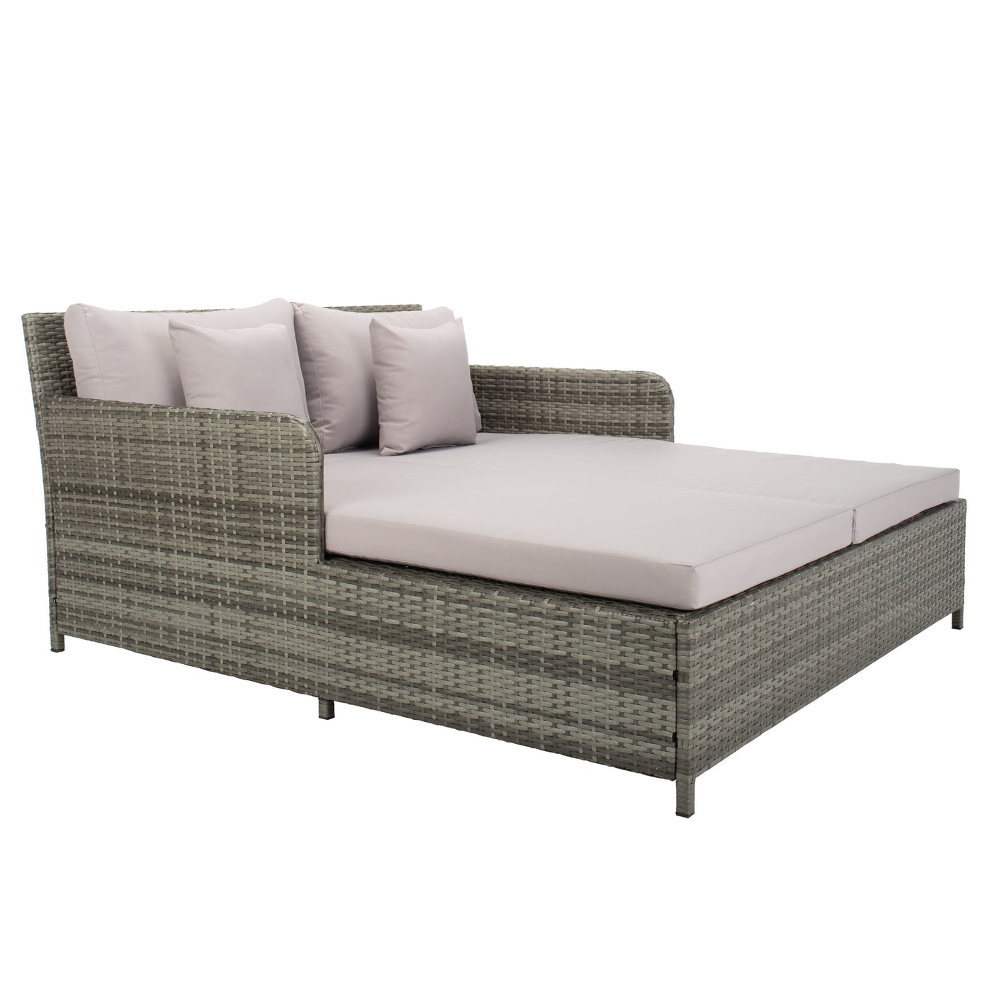 Lit de repos d'extérieur SAFAVIEH Taniyah en osier avec oreiller et coussins - 53 L x 28 P x 62 H