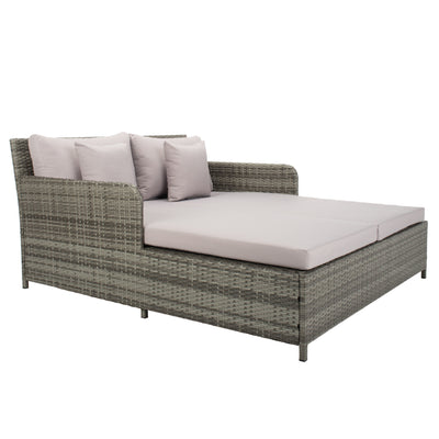 Lit de repos d'extérieur SAFAVIEH Taniyah en osier avec oreiller et coussins - 53 L x 28 P x 62 H