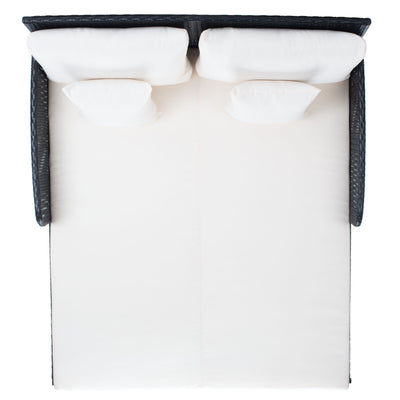 Lit de repos d'extérieur SAFAVIEH Taniyah en osier avec oreiller et coussins - 53 L x 28 P x 62 H