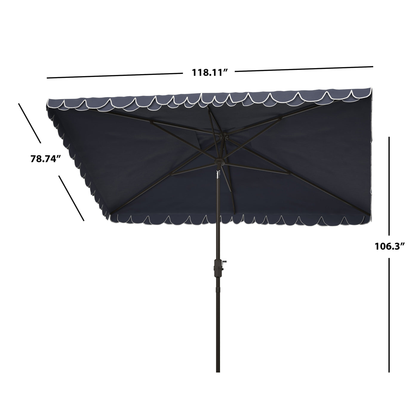 Parasol d'extérieur rectangulaire SAFAVIEH Zariah 6'x10' avec cantonnière
