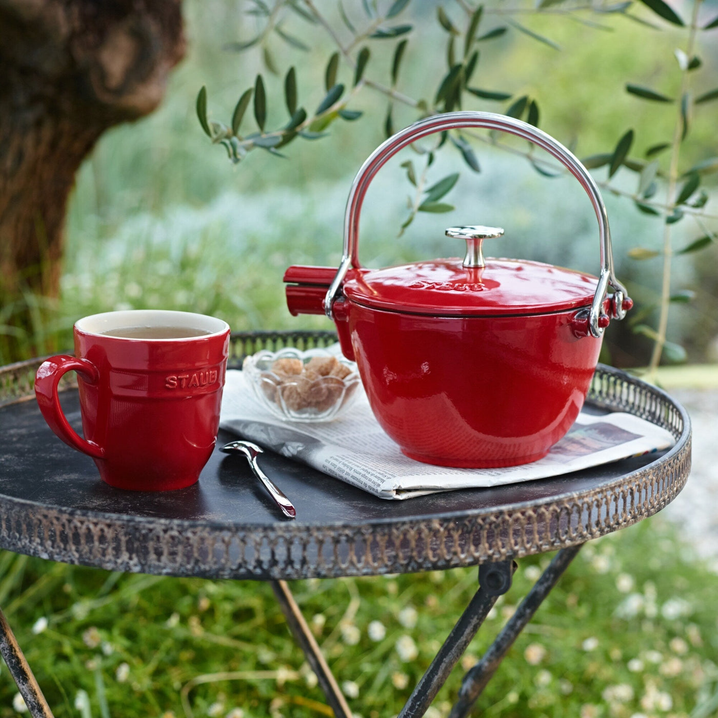Bouilloire à thé ronde en fonte STAUB de 1 pinte