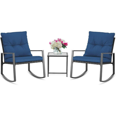 Ensemble bistrot à bascule d'extérieur en métal noir SUNCROWN 3 pièces