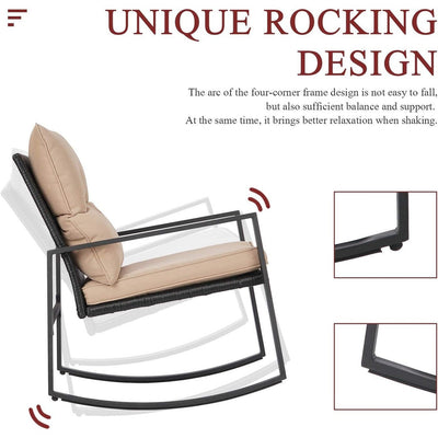 Ensemble bistrot à bascule d'extérieur en métal noir SUNCROWN 3 pièces