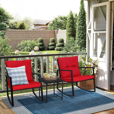 Ensemble bistrot à bascule d'extérieur en métal noir SUNCROWN 3 pièces