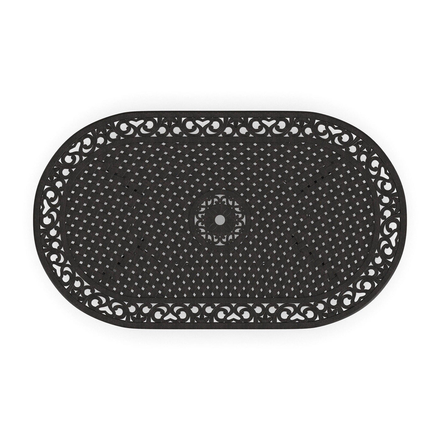 Ensemble de salle à manger d'extérieur en aluminium bronze Sanibel 7 pièces avec table à manger ovale de 72 pouces et six fauteuils par Homestyles