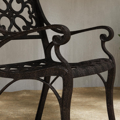 Ensemble de salle à manger d'extérieur en aluminium bronze Sanibel 7 pièces avec table à manger ovale de 72 pouces et six fauteuils par Homestyles