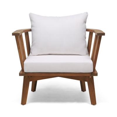 Fauteuils club d'extérieur en bois d'acacia Sedona avec coussins (lot de 2) par Christopher Knight Home