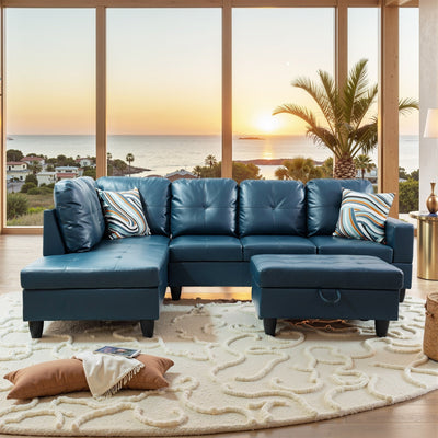 Ensemble de canapés de salon 3 pièces en cuir synthétique semi-PU