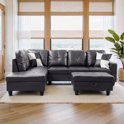 Ensemble de canapés de salon 3 pièces en cuir synthétique semi-PU