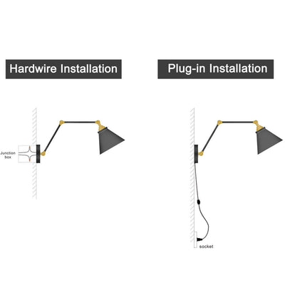 Ensemble de 2 appliques murales modernes à bras pivotant réglables Malryn, à brancher ou à brancher