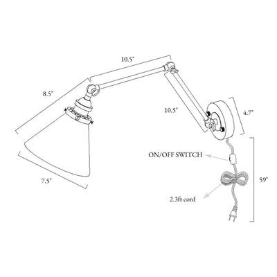 Lot de 2 appliques murales modernes à bras pivotant réglables et câblées