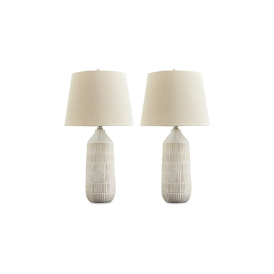 Lampe de table Signature Design by Ashley Willport blanc cassé (lot de 2) - 14 L x 14 P x 27 H
