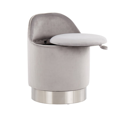 Tabouret de coiffeuse pivotant en velours Silver Orchid Corday