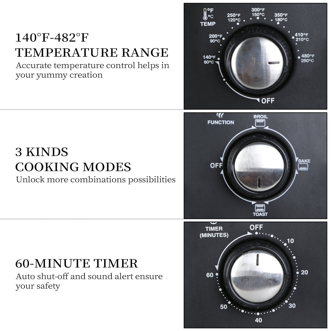 Four grille-pain simple d'une capacité de 20 litres, grille-pain de comptoir compact, facile à contrôler avec minuterie, réglage de la cuisson, du gril et du grillage