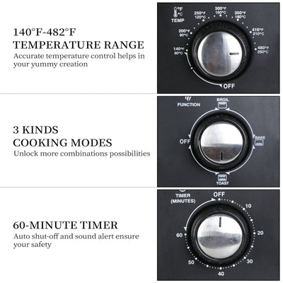 Four grille-pain simple d'une capacité de 20 litres, grille-pain de comptoir compact, facile à contrôler avec minuterie, réglage de la cuisson, du gril et du grillage