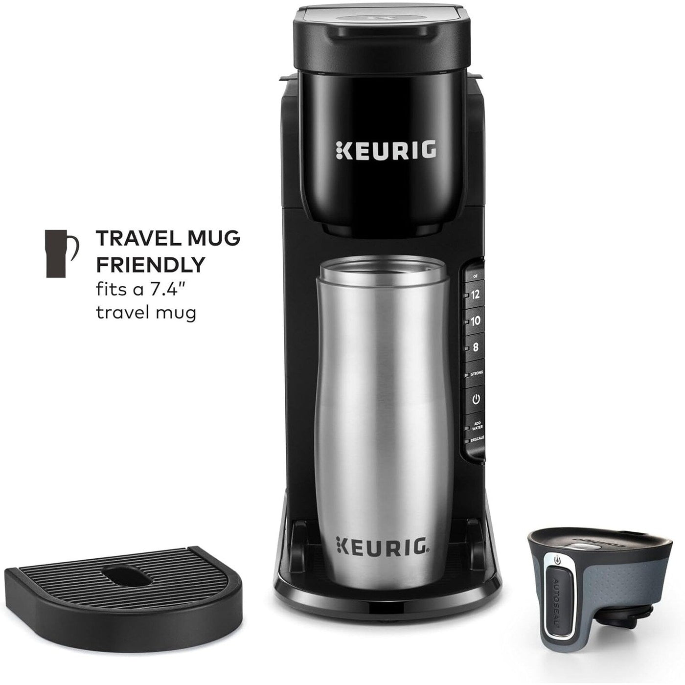 Cafetière K-Cup à dose unique, 3 tailles d'infusion, infusion forte, réservoir de 1,27 l, noir