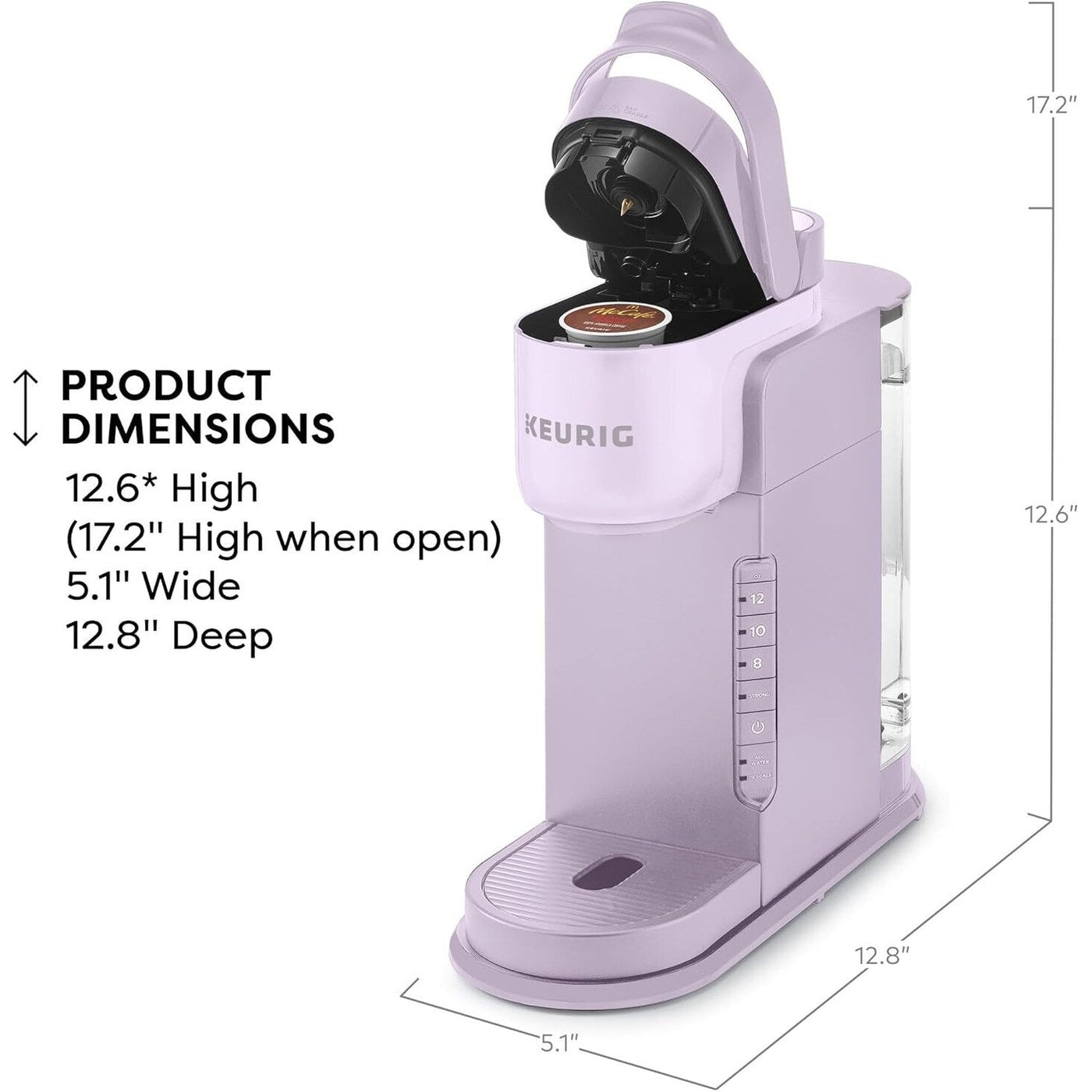 Cafetière K-Cup à dose unique, 3 tailles d'infusion, infusion forte, réservoir de 1,27 l, lavande