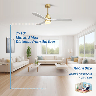 Ventilateur de plafond d'intérieur en bois Sofucor 52 avec télécommande et éclairage intégré en option