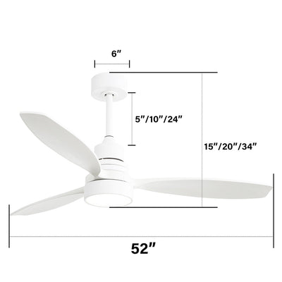 Ventilateur de plafond d'intérieur en bois Sofucor 52 avec télécommande et éclairage intégré en option