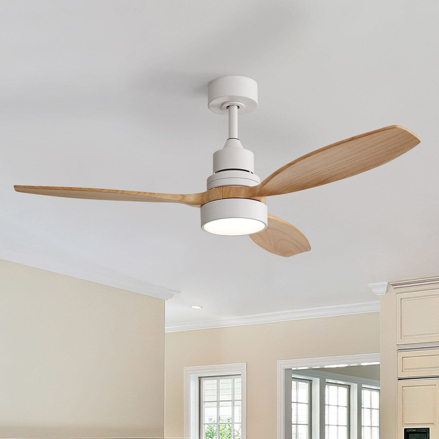 Ventilateur de plafond d'intérieur en bois Sofucor 52 avec télécommande et éclairage intégré en option