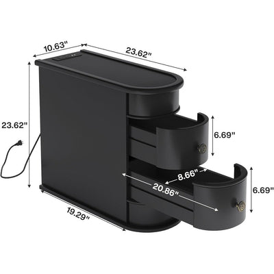 Table d'appoint étroite à deux tiroirs en bois massif