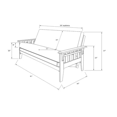 Ensemble futon rustique Somette Tucson pleine grandeur en noyer avec matelas