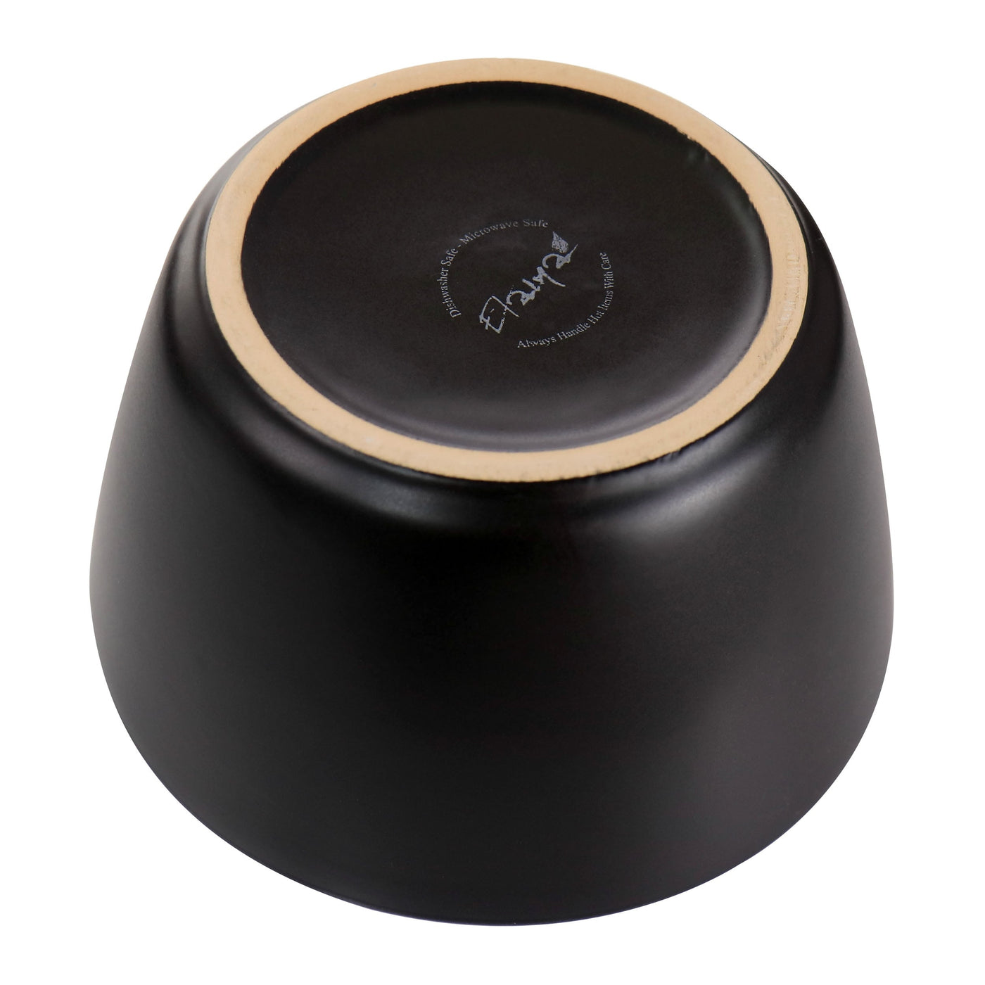 Service de table 16 pièces en grès noir avec bordure dorée