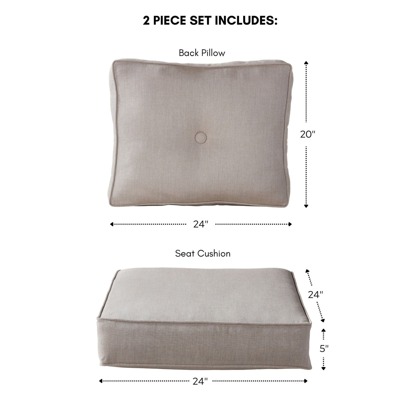 Ensemble de coussins d'extérieur à siège profond Sunbrella de qualité supérieure, 2 pièces