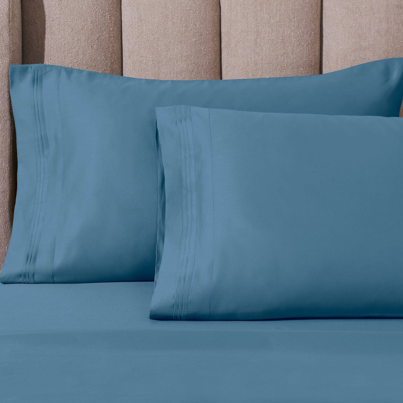 Parure de draps en coton égyptien de qualité supérieure 1000 fils au pouce carré, à poches profondes et à motif uni