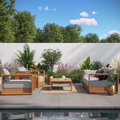 Ensemble de meubles de patio extérieur en bois d'acacia Tahoe 5 pièces