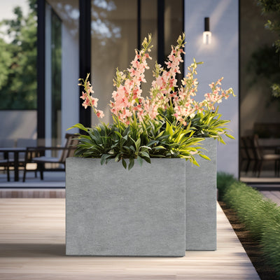 Jardinières rectangulaires en béton de grande taille / Grandes jardinières d'intérieur et d'extérieur