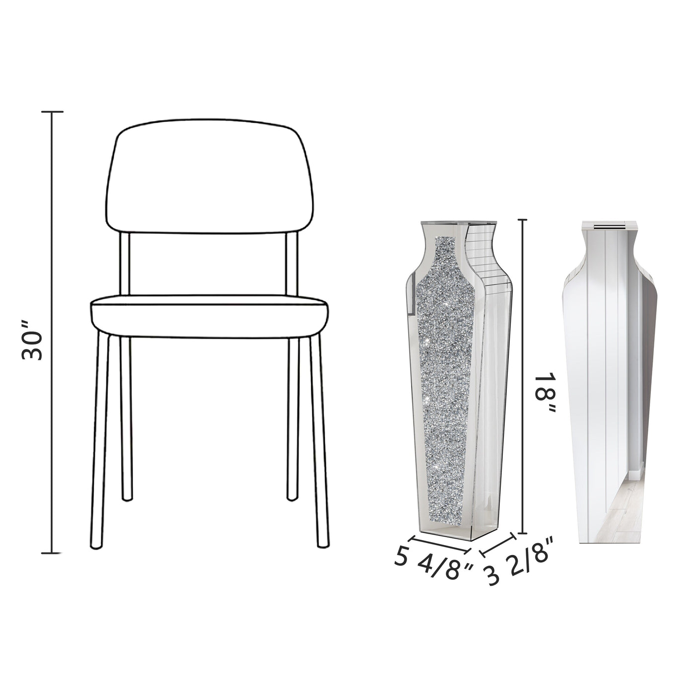 Grand vase de sol en diamant concassé