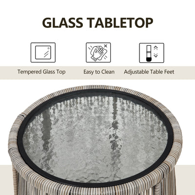 Ensemble de bistrot d'extérieur 3 pièces en osier, mobilier de jardin en rotin toutes saisons, chaises de patio avec coussins