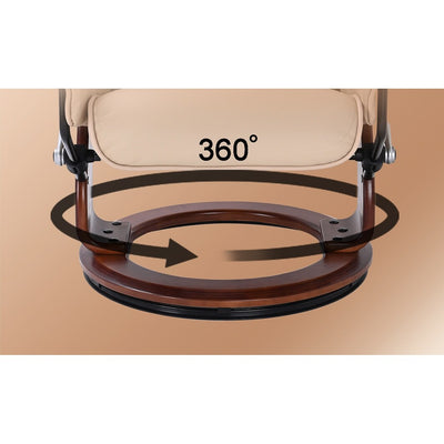 Fauteuil inclinable pivotant en cuir avec pouf de rangement assorti