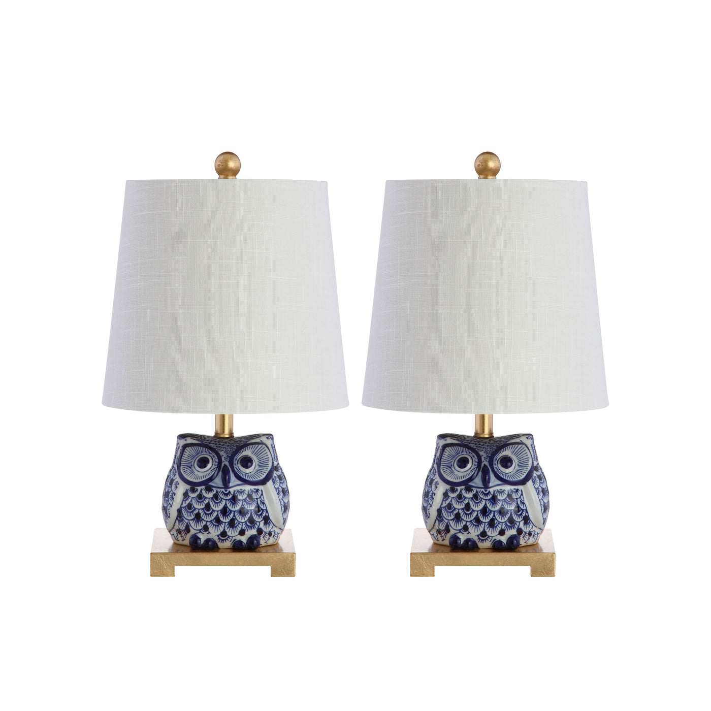 Mini lampe de table en céramique Tiki 16, bleu/blanc (lot de 2) par JONATHAN Y