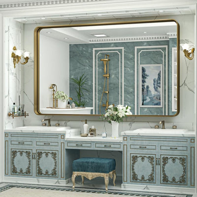 Miroir mural de salle de bain moderne à cadre en métal TokeShimi