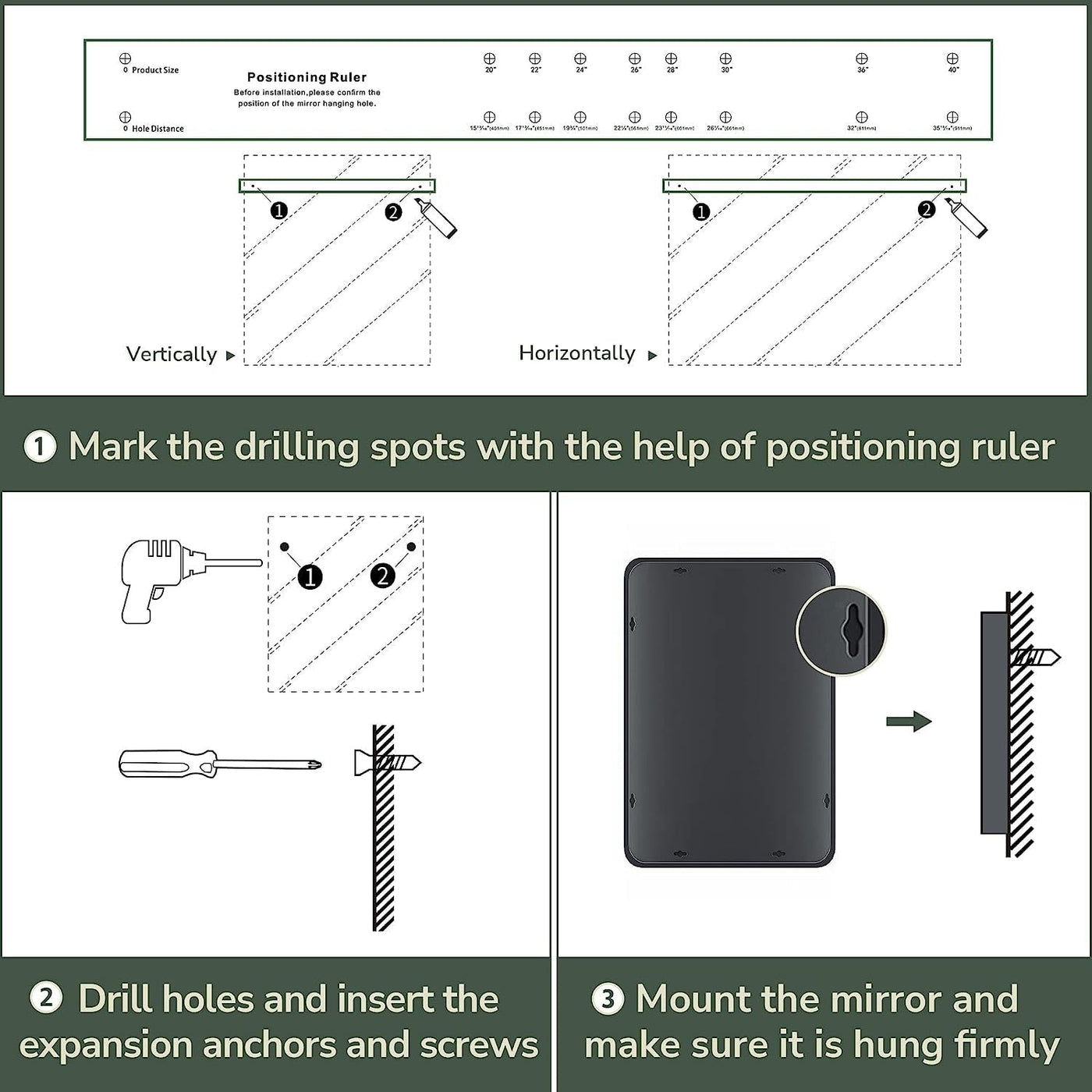 Miroir mural de salle de bain moderne à cadre en métal TokeShimi