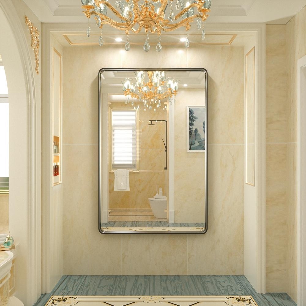 Miroir mural de salle de bain moderne à cadre en métal TokeShimi