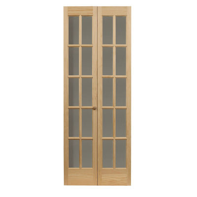 Porte pliante traditionnelle en pin brut AWC de 36 pouces avec verre divisé