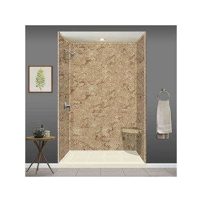 Siège de douche d'angle mural en surface solide Transolid Studio 14 po x 14 po - 14,5 x 14,25 x 3
