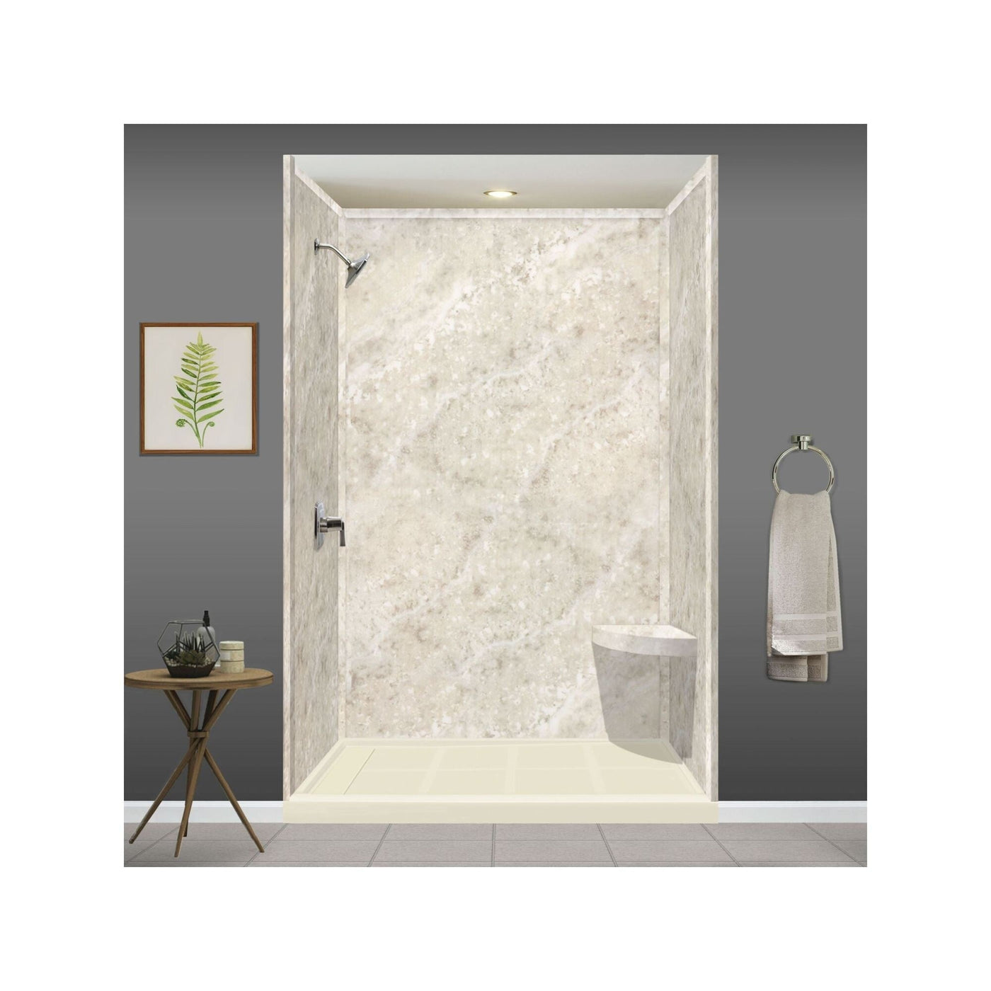 Siège de douche d'angle mural en surface solide Transolid Studio 14 po x 14 po - 14,5 x 14,25 x 3
