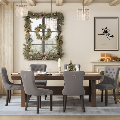 Chaise de salle à manger capitonnée en velours avec pieds en bois massif, lot de 6